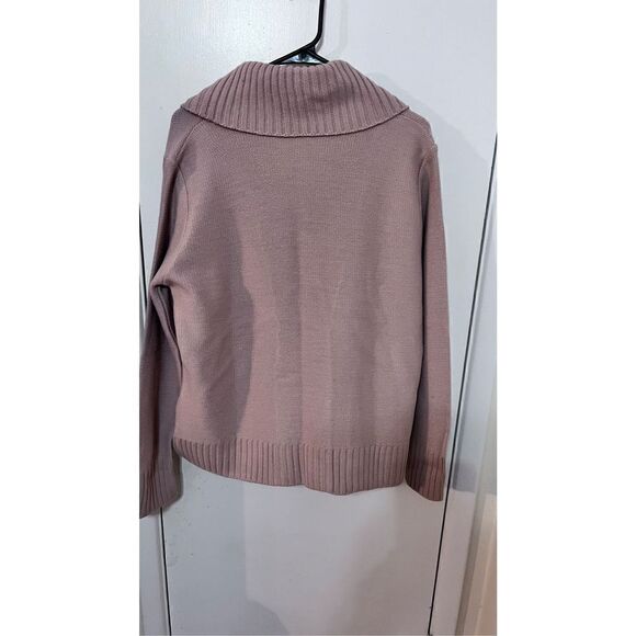 R Womens Chunky Knit V Neck Single Button Cardigan Sweater Mauve Pink Size 14-16 - Picture 7 of 12